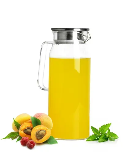 Glaskaraffe 1,5L mit Edelstahl Filter Wasserkrug Glaskrug Saftkaraffe mit Henkel