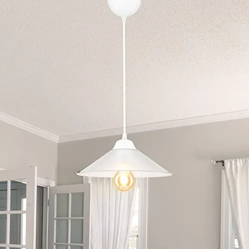 lux.pro Pendelleuchte Hereford Hängelampe Weiß Transparent Küchenlampe hängend 1 x E27 Wohnzimmerlampe Vintage Industriedesign