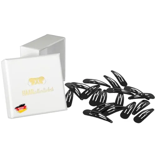 Haarallerliebst Haarspangen klein für Kinder & Damen – 20 Stück in schwarz (4 cm) inkl. Aufbewahrungsbox weiss – Ideal für dünnes & feines dunkles Haar