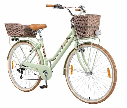 Cityrad BIKESTAR 46 cm, grün - Fahrrad mit stabilem Aluminiumrahmen, 7-Gang Shimano Kettenschaltung und ideal für den täglichen Einsatz in Stadt und Natur. Perfekt für Freizeit und Arbeit!