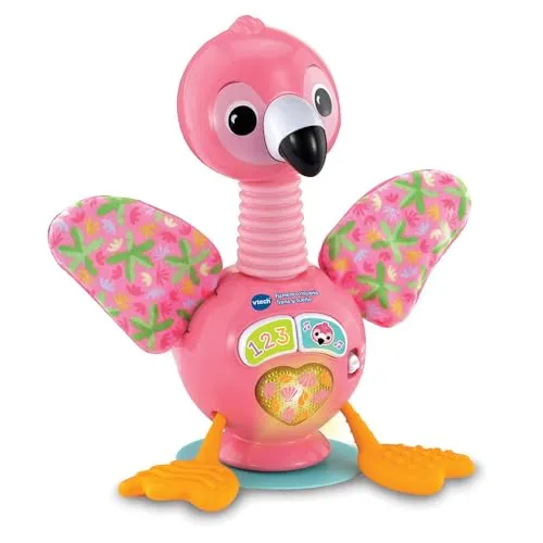 VTech -Baby Flamingo lachender Hochstuhl und Schlaf, Spielzeug für Babys ab 6 Monaten, interaktive Tasten und Saugnapf-Basis, ESP-Version