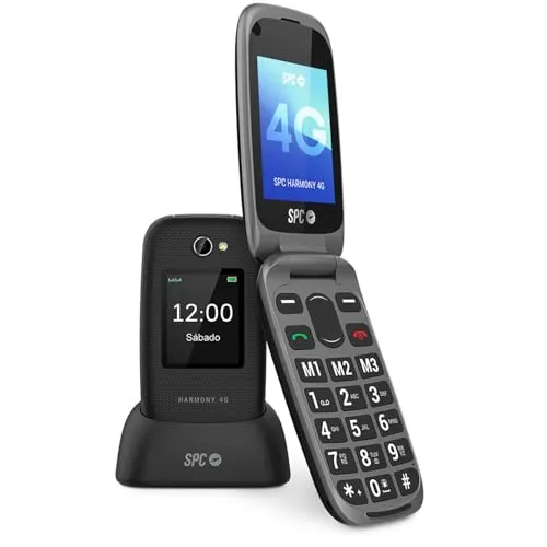 SPC Harmony 4G Mobiltelefon für Senioren - Schwarz - Handys ohne Vertrag mit 4G-Konnektivität, großen Tasten und SOS-Taste für maximale Sicherheit und Benutzerfreundlichkeit.