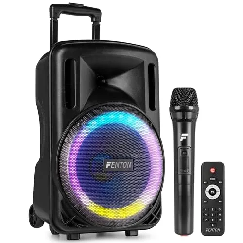 Fenton FT10LED MK2, Party Box Bluetooth Lautsprecher 450W, Musikbox Bluetooth Groß, 10