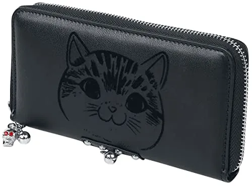 Banned Alternative Delicatty Frauen Geldbörse schwarz - Damen-Geldbörsen mit bedrucktem Samt Motiv, 8 Kartensteckfächern und 2 großen Dokumentfächern für optimale Organisation und Stil.