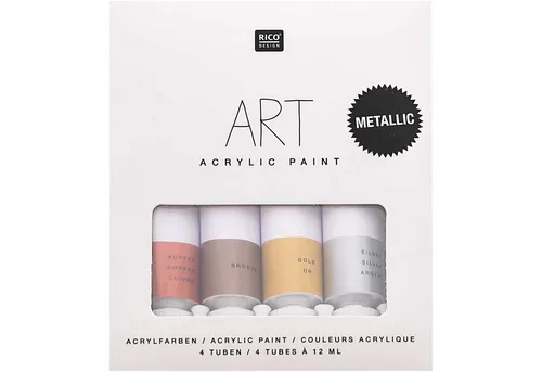 Rico Design Acrylfarbe ART Künstler Acrylfarben-Set Celebration Metallic-Farben 4x12ml