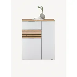 Mid.you Kommode in Weiß und Dunkelgrau - Moderne Kommode mit 4 Fächern und 2 Schubladen, ideal für das Wohnzimmer. Erhältliche Beimöbel bieten zusätzliche Gestaltungsmöglichkeiten.