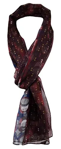 TigerTie Unisex Chiffon Schal in bordeaux weinrot silber anthrazit schwarz gemustert - Gr. 160 cm x 36 cm