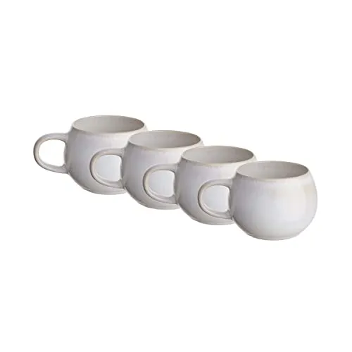 BUTLERS Keramik 4er-Set Tasse mit Henkel | Cappuccino- und Kaffeetasse 350 ml mit reaktiver Glasur
