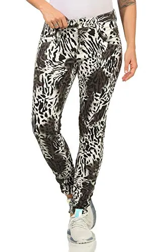 Jewelly Damenjeans im Skinny Style Boyfriends Hüftjeeans Jeans Hose Röhre in aktuellen Farben 57 (34, Tiger 60)