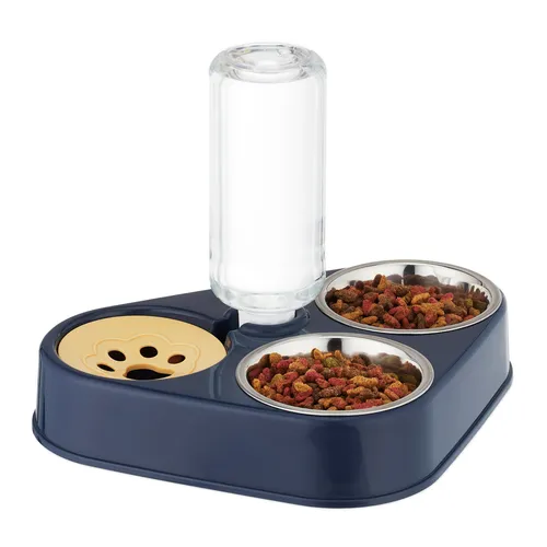 Doppelnapf mit wasserspender Futter- und Trinkstation Trinknapf für Katzen