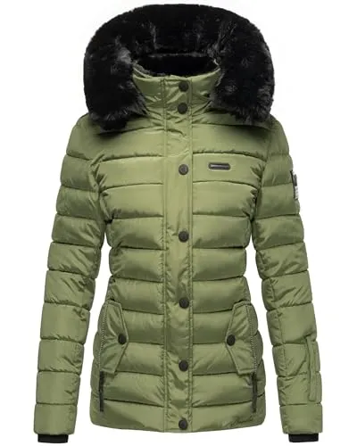 Navahoo Damen Winter Steppjacke Milianaa mit Kunstfell-Kapuze - Funktionsjacke für Damen, stilvoll mit abnehmbarer Kunstfell-Kapuze, warm gefüttert und ideal für kalte Tage. Der taillierte Schnitt schmeichelt der Figur und bietet hohen Tragekomfort.