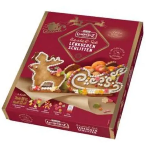 Lambertz Lebkuchen Renntier Schlitten zum Selberbauen 828g
