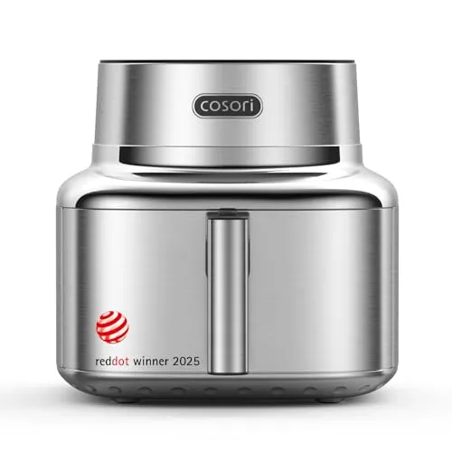 Cosori Heißluftfritteuse ICONIC™ Single CAF-SE601S-CEU, 1725 W, Edelstahl, DC-Motor, 6 Funktionen, 6,2 L, PFAS-freie Keramik