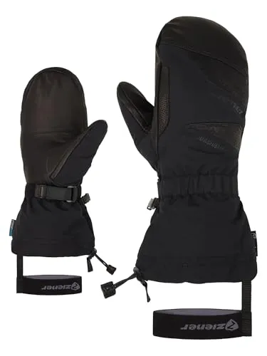 ZIENER GAIKUS AS AW Fäustling 2025 black - 9,5 - Handschuhe mit wasser- und winddichter ZIENER AQUASHIELD Membran, ideal für kalte Skitage. Die warme Wollwattierung sorgt für optimalen Klimakomfort und die griffige Ziegenleder-Innenhand für besten Halt.