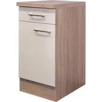 Flex Well Unterschrank mit Schublade und Drehtür Nepal - Küchenschrank in Beige, bietet praktischen Stauraum mit einer Schublade und einer Drehtür, ideal für kleine Küchen.
