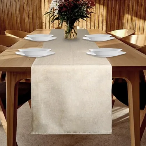 YUNSHANGHE Tischläufer Wasserdichter 40 x 140 cm Tischläufer Frühling Modern Leinenoptik Abwaschbar Tischband Perfekt für Esszimmer Party Feiertag Dekoration (Beige)