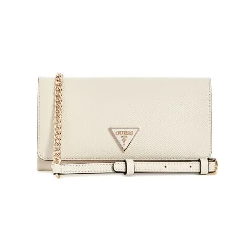 Guess Noelle XBody Flap Organizer bone - Umhängetaschen mit zeitlosem Look und eleganten Details, verstellbarer Schulterriemen für ein angenehmes Tragegefühl, Maße: 21 x 11 x 2 cm.