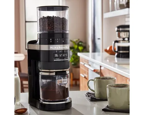 Kitchenaid Kaffeemühle 5KCG8433EBM, 240 W - Perfekter Mahlgrad für jeden Kaffee - Kaffeemühlen: Frisch gemahlene Bohnen für aromatischen Kaffee. Mit intelligenter Dosierung für optimale Mahldauer und gleichmäßigen Mahlgrad, ideal für French Press bis Espresso.