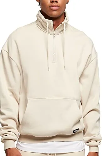 URBAN CLASSICS Sweatjacke Herren Organic Drawstring Troyer - Bequeme Jacke aus Bio-Baumwolle mit hohem Stehkragen, Kordelzug und coolem Urban Classics Patch, ideal für lässige Styles und hohen Tragekomfort.