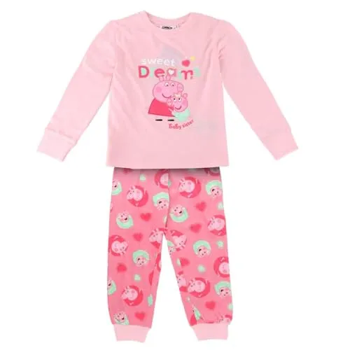 Peppa Pig Mädchen Schlafanzug Motiv, Langarm-Oberteil und Lange Hose, Peppa Wutz, Größe 98 bis 128, Baumwolle, Kinder-Pyjama (DE/NL/SE/PL, Numerisch, 110, Regular, Rosa)