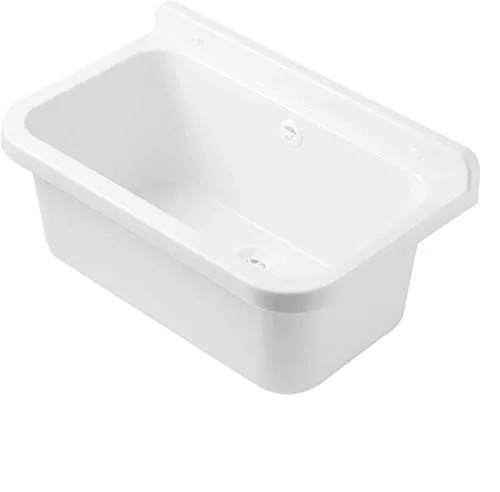 Kunststoff Ausgussbecken weiß, 550x340x210mm - Waschebecken zur Wandmontage, langlebig und wetterbeständig, ideal für Innen- und Außenbereiche.