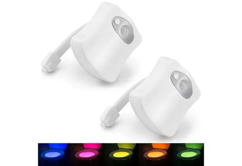 HAC24 LED Nachtlicht LED Toilettenlicht WC Nachtlicht Toiletten Lampe Beleuchtung Klolicht, LED fest integriert, Farbwechsel, mit Bewegungsmelder Batteriebetrieben