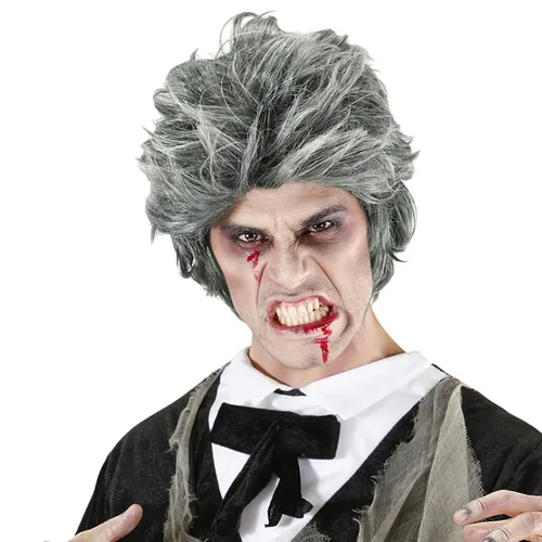 Graue Zombie Herrenperücke für Halloween Gruselpartys und Mottopartys