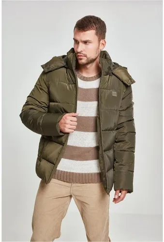 Urban Classics HOODED PUFFER Winterjacke dunkeloliv - S - Stylische Herren Winterjacke im angesagten Steppdesign. Die Hooded Puffer Jacket bietet hohen Tragekomfort, eine abnehmbare Kapuze und elastische Bündchen für eine optimale Passform. Ideal für kalte Tage!