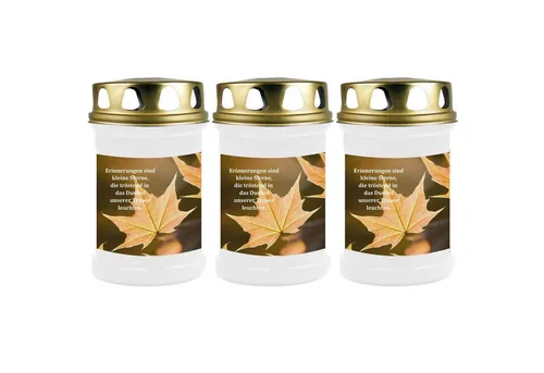 HS Candle Grabkerze (3-tlg), Grabkerze Brenndauer 40 Stunden viele vers. Variationen und Motive