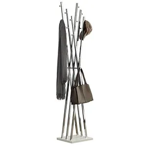 Haku-Möbel Garderobenständer Owen, silber - Garderobenständer aus Metall mit 14 stabilen Kleiderhaken, ideal für Ordnung im Flur. Standsicher durch schwere Fußplatte, Maße: 186 x 35 cm.
