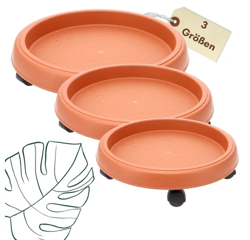 GarPet Gefäßroller Pflanzenroller rund Rollbrett Pflanzen Blumentopf Untersetzer mit Rollen Blumenroller Pflanzenrolle Rolluntersetzer 25 30 35 cm (25 cm)