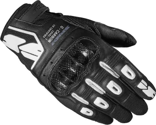 Spidi G-Carbon Handschuhe - Schwarz/Weiß - XXL - Motorradhandschuhe mit Carbon-Einsätzen für optimale Sicherheit und Komfort. Touchscreen-taugliche Finger und flexible Kniekonstruktion sorgen für ein herausragendes Fahrerlebnis.