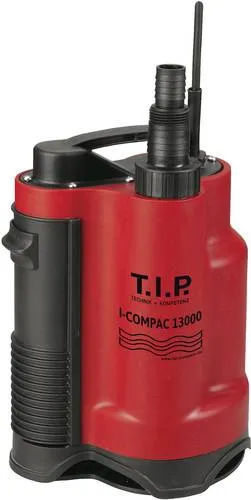 T.I.P. I-COMPAC 13000 Schmutzwasser-Tauchpumpe - Wasserpumpen mit 13.000 l/h Förderleistung, ideal für die Drainage von verschmutztem Wasser bis 16 mm Korngröße und umschaltbar zwischen automatischem und manuellem Betrieb.