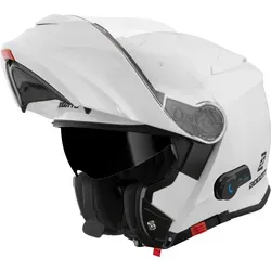 Bogotto H271 BT Bluetooth Klapphelm, weiss, Größe M - Motorradhelm mit Bluetooth-Funktion für freihändiges Telefonieren, thermoplastische Außenschale und ECE 22.06 Zertifizierung.