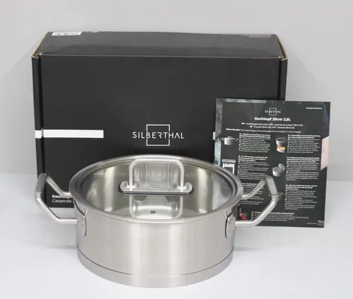 SILBERTHAL Kochtopf Induktion 20 cm - Edelstahl, 2,5L mit praktischem Einhängedeckel
