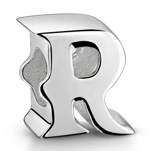 MATERIA 925 Silber Bead Buchstabe R - Alphabet Beads Buchstaben Charm hochglanz
