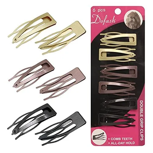 Dofash Doppelgriff Haarspangen Metall Zubehör Schmetterling für Frauen Dünnes Haar (Schwarz, Braun, Gold, Je 2 Stück)