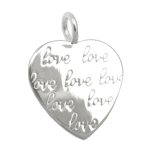 Anhänger Herz Prägung Gravur love 19x18mm aus 925 Silber glänzend - Eleganter Herzanhänger mit individueller Gravur, perfekt für besondere Anlässe. Aus hochwertigem 925 Silber gefertigt, bringt er Glanz und Stil in jede Halskette.