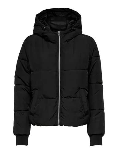 JdY Damen Jdynewerica Short Hood Jacket Otw Noos - Funktionsjacken mit silbernem Reißverschluss, kurz geschnitten und aus weichem Polyesterfutter für optimalen Tragekomfort.
