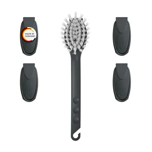 Rival 6er Set Spülbürste Euro-Line mit 5 Wechselköpfen – ergonomische Spülbürste mit PBT-Borsten – ovale Geschirrbürste für die Küche – praktisches Spülbürsten Set – auswechselbare Bürstenköpfe