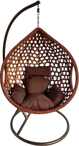 ESTEXO Polyrattan Hängesessel Outdoor mit Gestell - Hängesessel in Tropfenform, witterungsbeständig und ideal für den Garten; inklusive bequemem, weich gepolstertem Sitzkissen für höchsten Komfort.