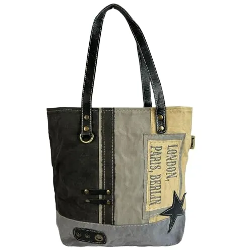 Sunsa Damen Handtasche: Vintage Retro Shopper mit Stern, mehrfarbig,Sunsa