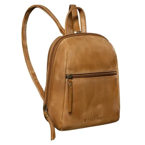 STILORD 'Lia' Mini Rucksack Damen Leder - Vintage Daypack für City & Shopping - Damen-Rucksackhandtaschen aus echtem Rindsleder mit fünf Fächern für optimale Organisation. Ideal für tägliche Ausflüge und abendliche Anlässe.