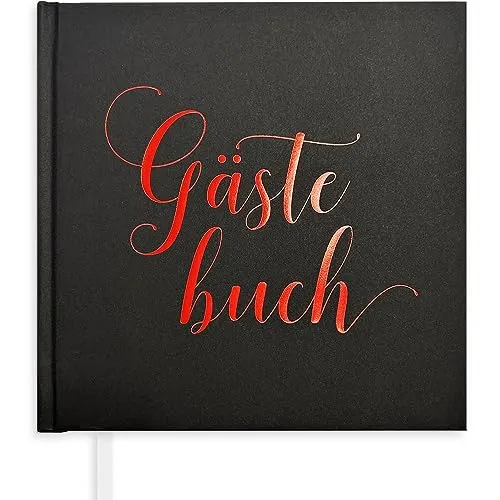 Plantvibes Gästebuch Hochzeit – 72 Seiten Premium-Papier, Dickem Papier, Es Drückt Nicht Durch, Vintage-Stil, Mit Einem Roten Titel - Ideal Für Hochzeiten, Jubiläen, Geburtstage
