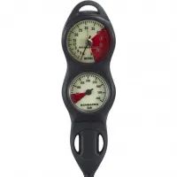 Analoge 2er Konsole komplett - Tauchen & Schnorcheln - Kompaktes Manometer mit fluoreszierender Skala bis 400 bar, echte Schweizer Präzisionsarbeit und hochwertiger Tiefenmesser für bis max. 60 m Tiefe.