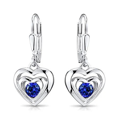 MATERIA Kinder Ohrringe hängend Herzen - Funkelnde Zirkonia Ohrhänger für Mädchen - Ohrringe für Mädchen, aus 925 Sterling Silber mit funkelndem blauen Zirkonia, perfekt für ältere Mädchen und Teenager. Inklusive hochwertiger Schmuckschachtel - eine tolle Geschenkidee!