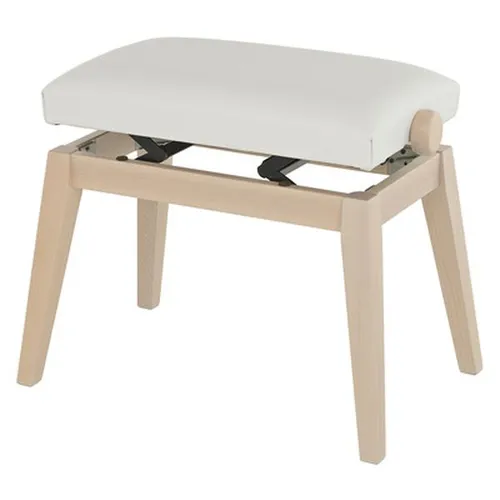 Casio BG50-VINYL-WE Pianobank White - Hochwertige Klavierbank aus europäischem Buchenholz, belastbar bis 190 kg, mit verstellbarer Höhe und eleganter weißer Vinylpolsterung für optimalen Sitzkomfort.