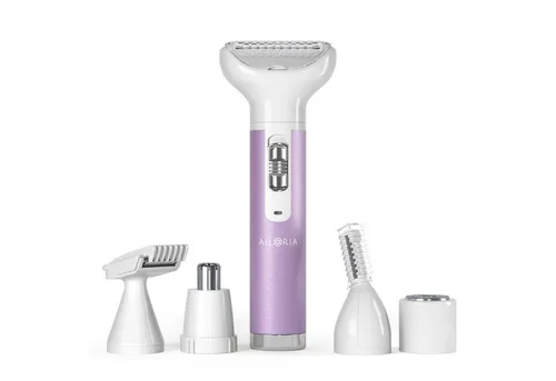 AILORIA Haarentferner-Set EVAPORE mit 5 Aufsätzen - Elektrorasierer mit 5 Edelstahl-Aufsätzen für eine präzise Haarentfernung an Körper, Gesicht und empfindlichen Stellen – ideal für unterwegs und einfach zu reinigen.