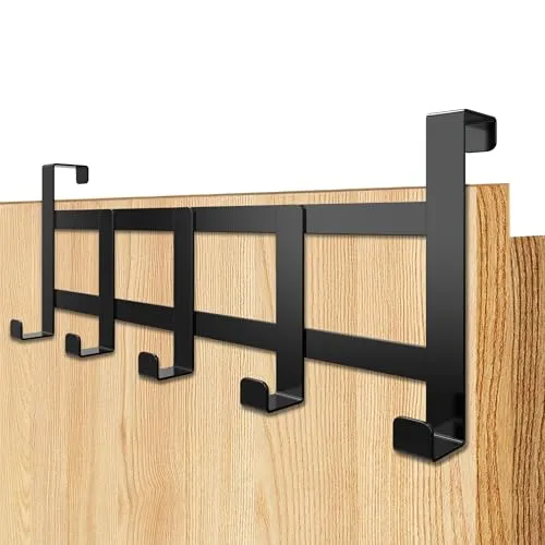 Menz Türgarderobe zum Einhängen, schwarz - Flexible Türhaken für ganze Wohnung, Kleiderhaken für Tür, platzsparende Türhakenleiste, Haken zum Einhängen, universell verwendbar