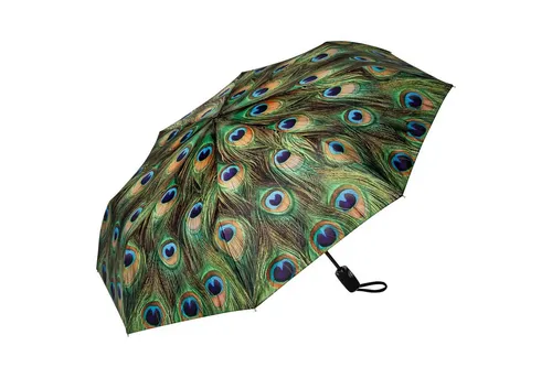 von Lilienfeld Taschenregenschirm Pfau - Stabil und Leicht - Taschenschirm mit buntem Pfau-Motiv, 100 % Regenschutz und 95 % UV-Schutz. Ideal für trübe Tage und ein echter Hingucker!